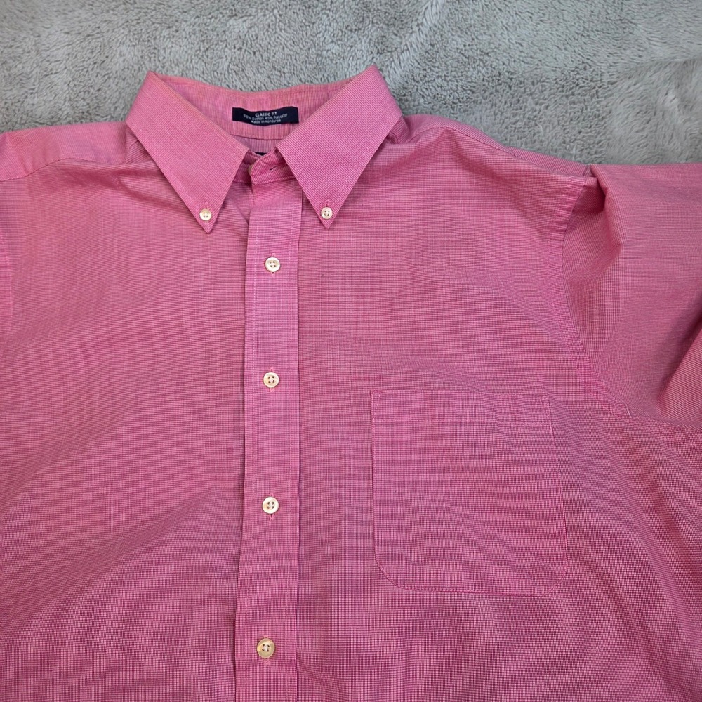 Chaps Dress Shirt Mens 16.5 34/35 Pink Wrinkle Free Classic Fit Long Sleeve